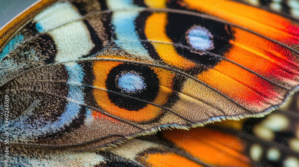 Close-up of a butterfly wings showing detailed patterns and vibrant colors Close-up of a butterfly wings showing detailed patterns and vibrant colors