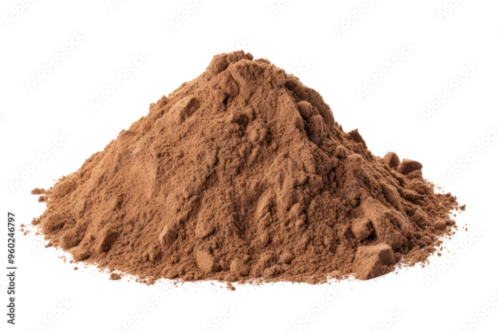 Brown sandy loam isolated on a white background shows a friable texture. Suitable for growing plants Brown sandy loam isolated on a white background shows a friable texture. Suitable for growing plants