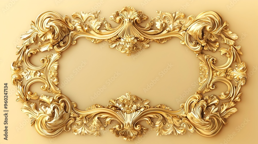 Ornate Baroque-Style Golden Frame with Intricate Decorative Details for Luxury and Historical Ornate Baroque-Style Golden Frame with Intricate Decorative Details for Luxury and Historical
