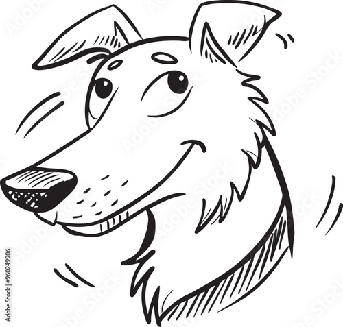 Airedale Terrier Doodle Line Art Drawing Black and White Illustration for Coloring Pages