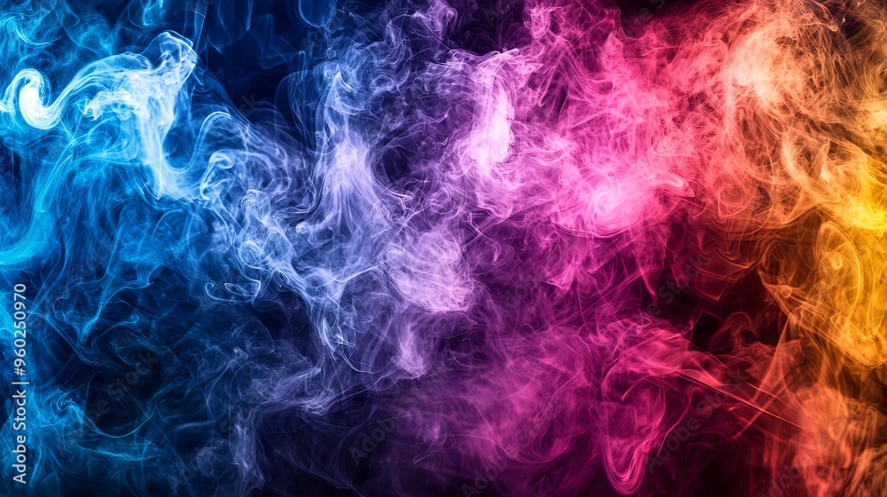 Vibrant Swirling Abstract Smoke in Colorful Digital Backdrop Vibrant Swirling Abstract Smoke in Colorful Digital Backdrop