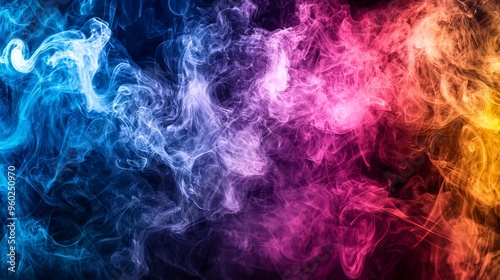 Vibrant Swirling Abstract Smoke in Colorful Digital Backdrop