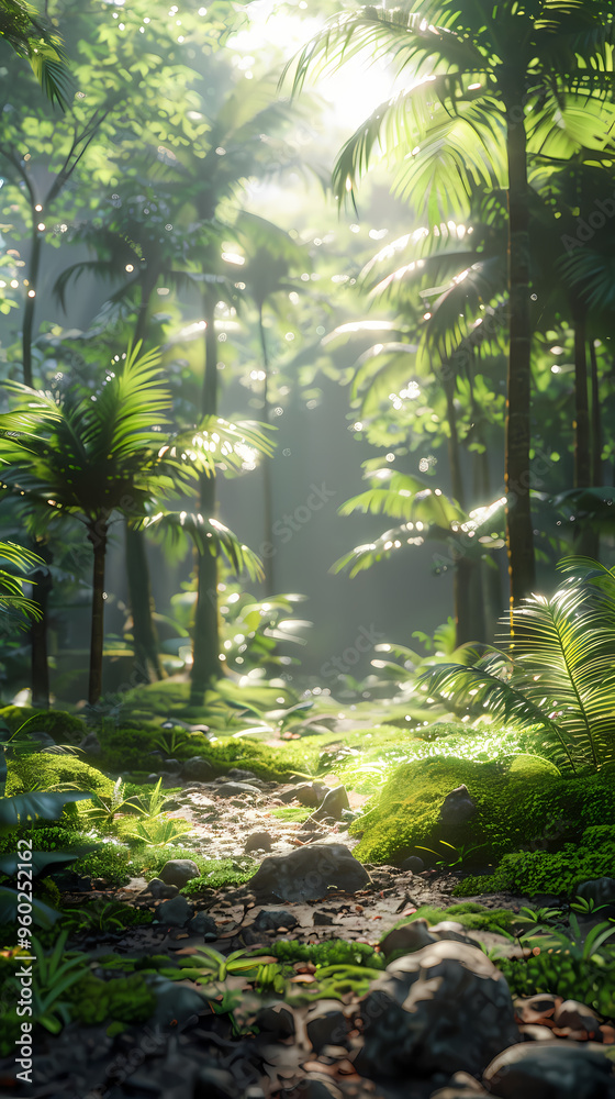 Tropical rainforest with trees and moss Tropical rainforest with trees and moss