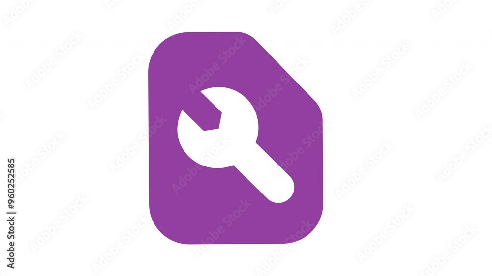 Purple rounded rectangle with white wrench inside. Suitable for graphic design, technology, maintenance, and industrial concepts in various projects. Purple rounded rectangle with white wrench inside. Suitable for graphic design, technology, maintenance, and industrial concepts in various projects.