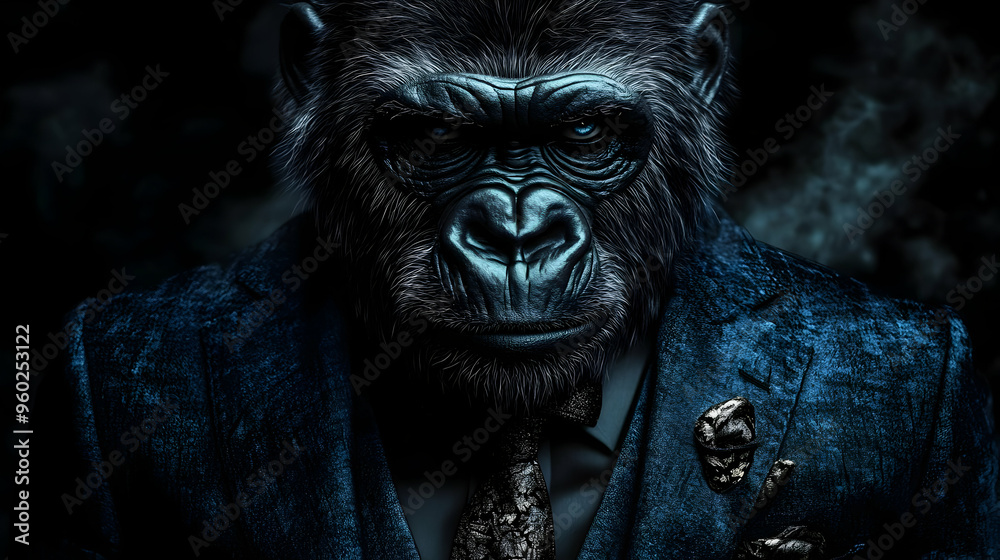 A stylized gorilla wearing a suit, exuding a powerful presence. A stylized gorilla wearing a suit, exuding a powerful presence.