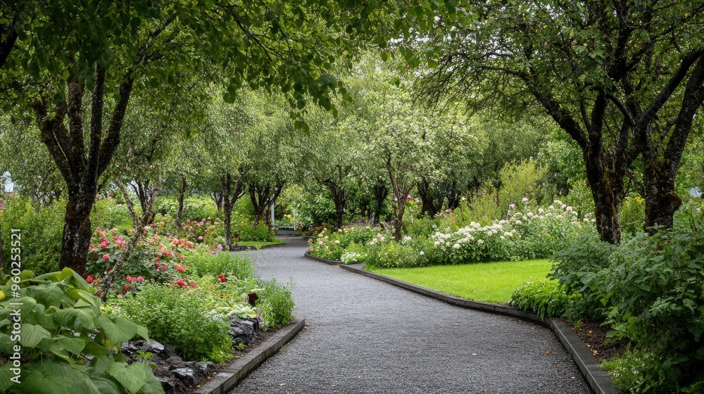Reykjavik's Botanical Garden in summer, with lush green trees, blooming flowers, and walking paths. Reykjavik's Botanical Garden in summer, with lush green trees, blooming flowers, and walking paths.