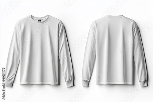Wallpaper Mural White Long Sleeve Tshirt Mockup Isolated created with Generative AI Torontodigital.ca