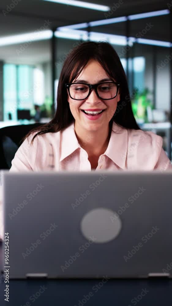 Business Woman Working At Computer With Documents In Office, Looking Business Woman Working At Computer With Documents In Office, Looking