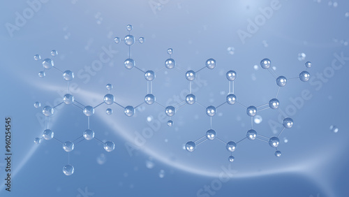 linzagolix molecular structure, 3d model molecule, gnrh antagonist, structural chemical formula view from a microscope photo