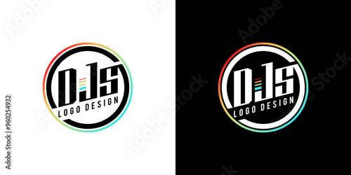 DJ music logo design template, music studio recording, sound logo design inspiration