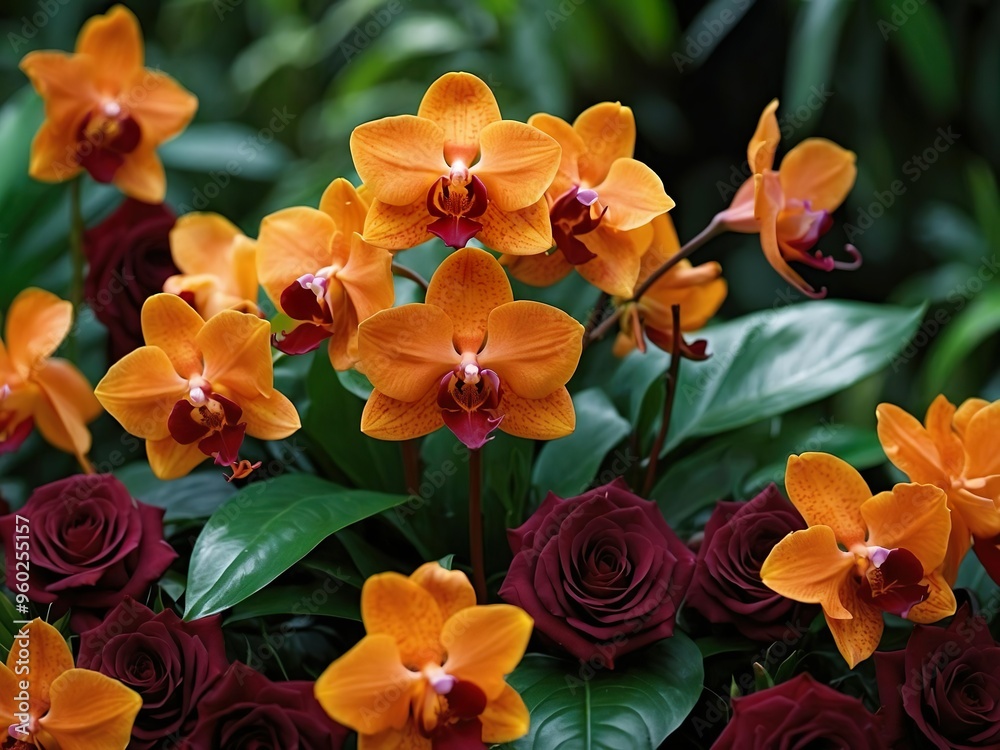 Fototapeta premium yellow and red flowers