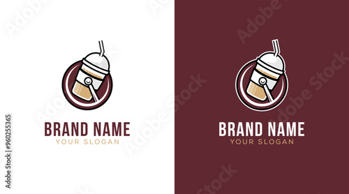 Podcast logo design. Bubble drink tea ice coffee logo icon graphic template