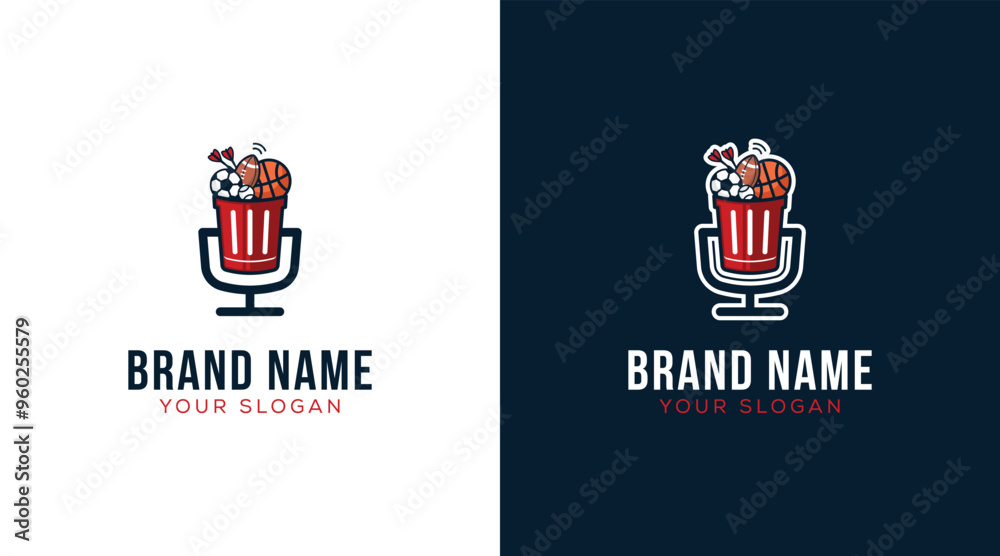 Sports logo design template. Sports trash talk podcast vector. Sport podcast logo Sports logo design template. Sports trash talk podcast vector. Sport podcast logo