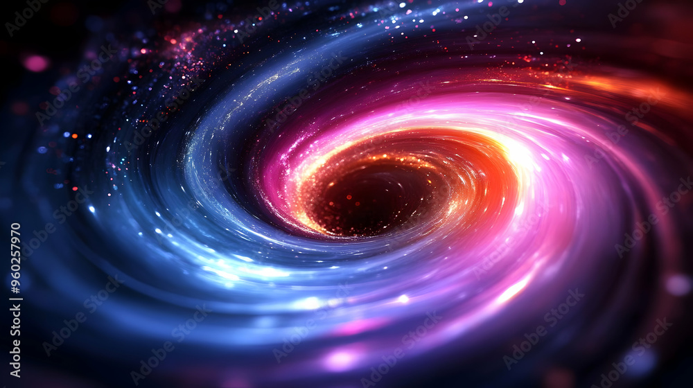 A vibrant cosmic swirl representing a galaxy or black hole. A vibrant cosmic swirl representing a galaxy or black hole.