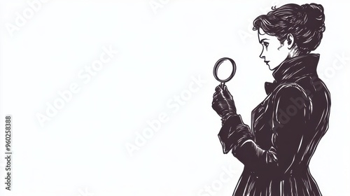 Cartoonized Female Victorian Detective Character Illustration—Tanoshii1167