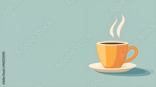 Flat design of a cup of tea with steam rising using clean lines