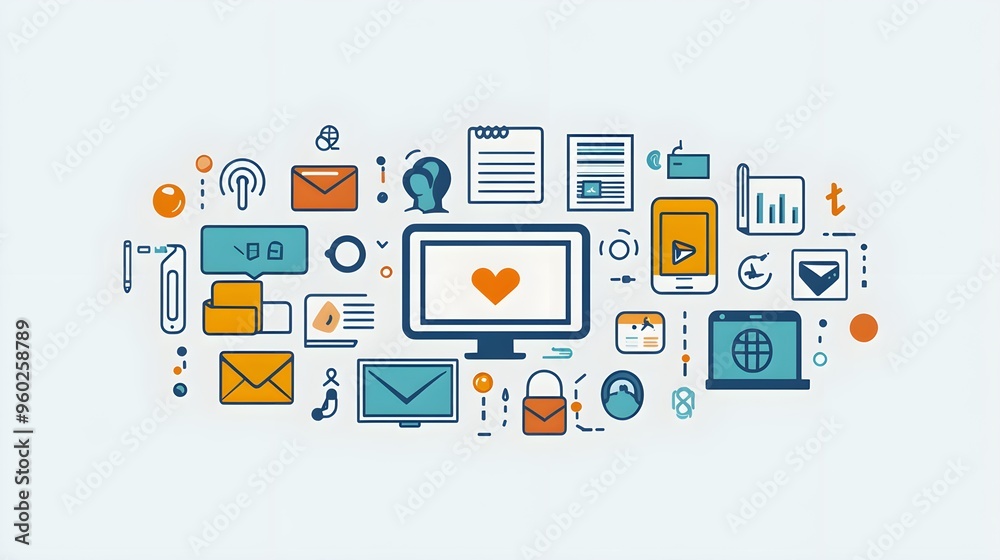 A flat design of a digital portfolio with uniform typography and image styles A flat design of a digital portfolio with uniform typography and image styles