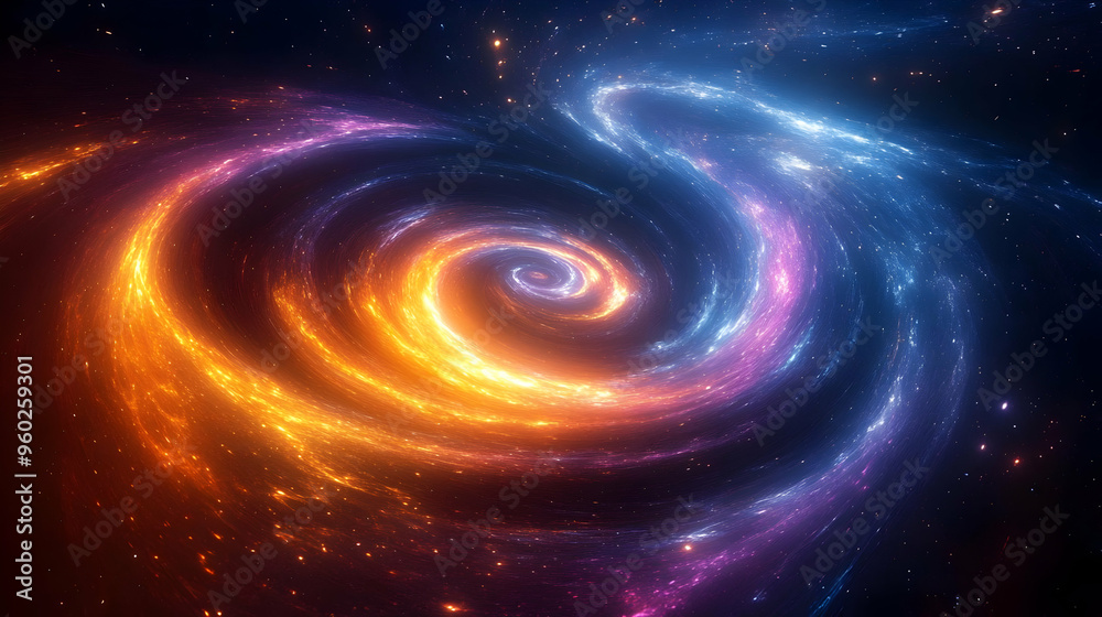 A vibrant galaxy swirl with cosmic colors and starry background. A vibrant galaxy swirl with cosmic colors and starry background.