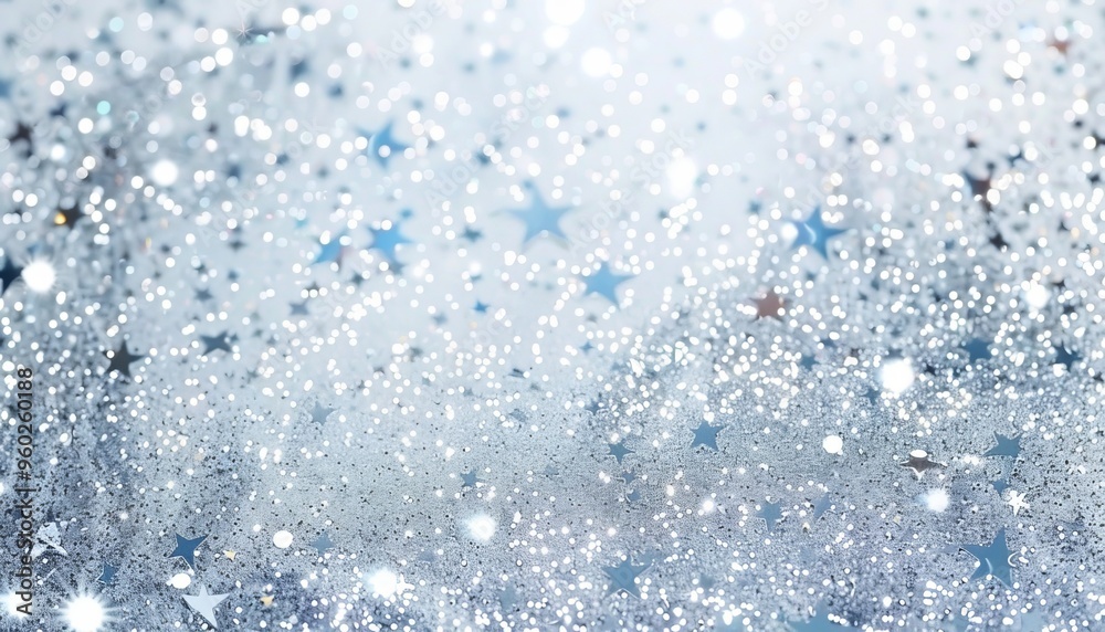 Obraz premium Frosty Sparkle: White and Silver Glitter Party Invitation