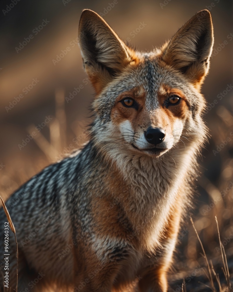 Closeup of a jackal or fox in wildlife safari. Closeup of a jackal or fox in wildlife safari.
