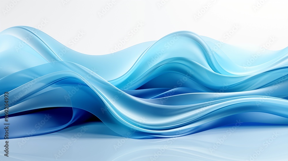 Fototapeta premium Abstract blue curved shape on a white background, designed for motion graphics animation. This fluid and captivating vector illustration with negative space for a minimalist and unique aesthetic