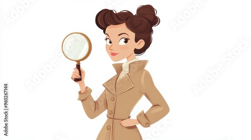 Cartoonized female detective character with a cool and mysterious vibe photo