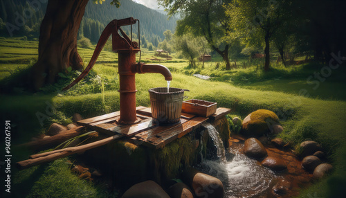 old and rusty water pump