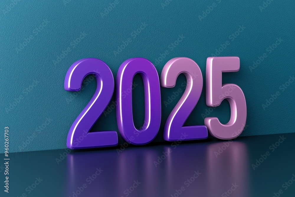 Vibrant purple 2025 year numbers on dark blue background Vibrant purple 2025 year numbers on dark blue background