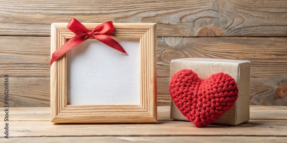 Crochet hearts gift box and blank wooden frame for Valentine's Day gift Crochet hearts gift box and blank wooden frame for Valentine's Day gift