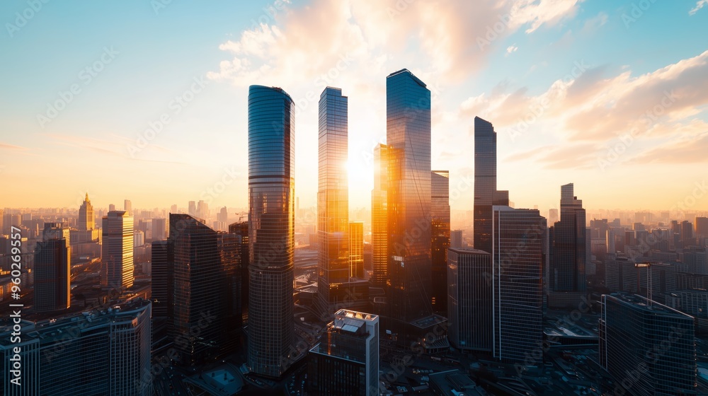 Fototapeta premium Skyscraper Symphony of Commerce