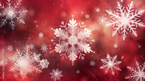 Red snowflakes pattern with delicate white designs on a festive background for seasonal greetings