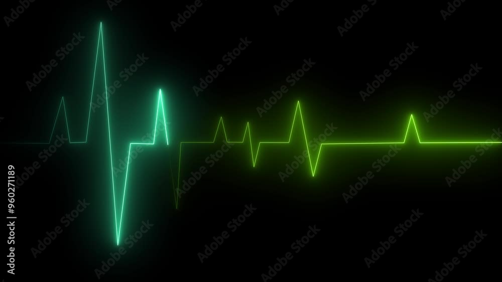 the heartbeat light green and green color neon Glowing neon animation saber video on a black background. the heartbeat light green and green color neon Glowing neon animation saber video on a black background.