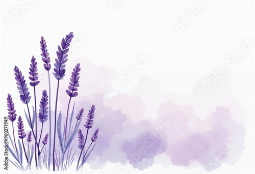 Watercolor lavender background with space for text