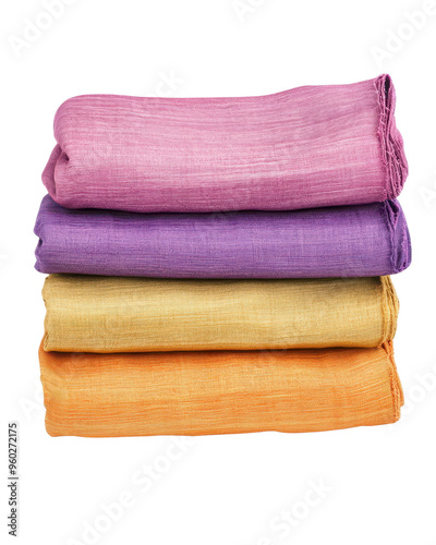 Vibrant and soft cotton fabrics stacked neatly, perfect for various creative projects and home decor.