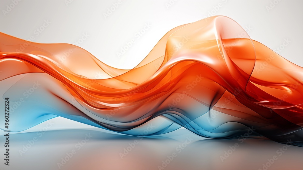 Naklejka premium Abstract orange curved shape on a white background, designed for motion graphics animation. This fluid and captivating vector illustration with negative space for a minimalist and unique aesthetic