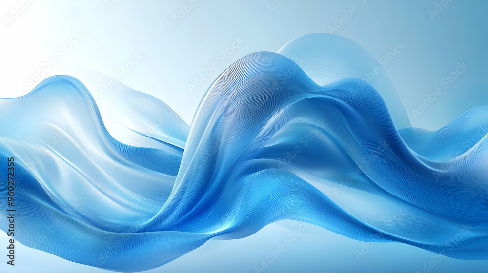 Abstract blue waves creating a serene and fluid atmosphere. Abstract blue waves creating a serene and fluid atmosphere.
