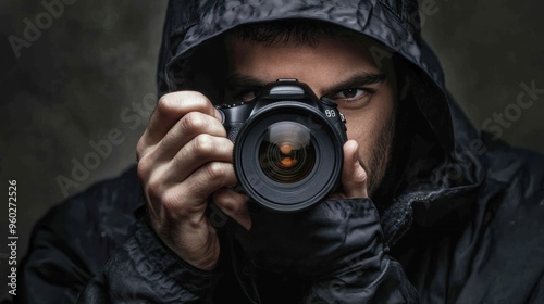 Portrait of a photographer taking photo