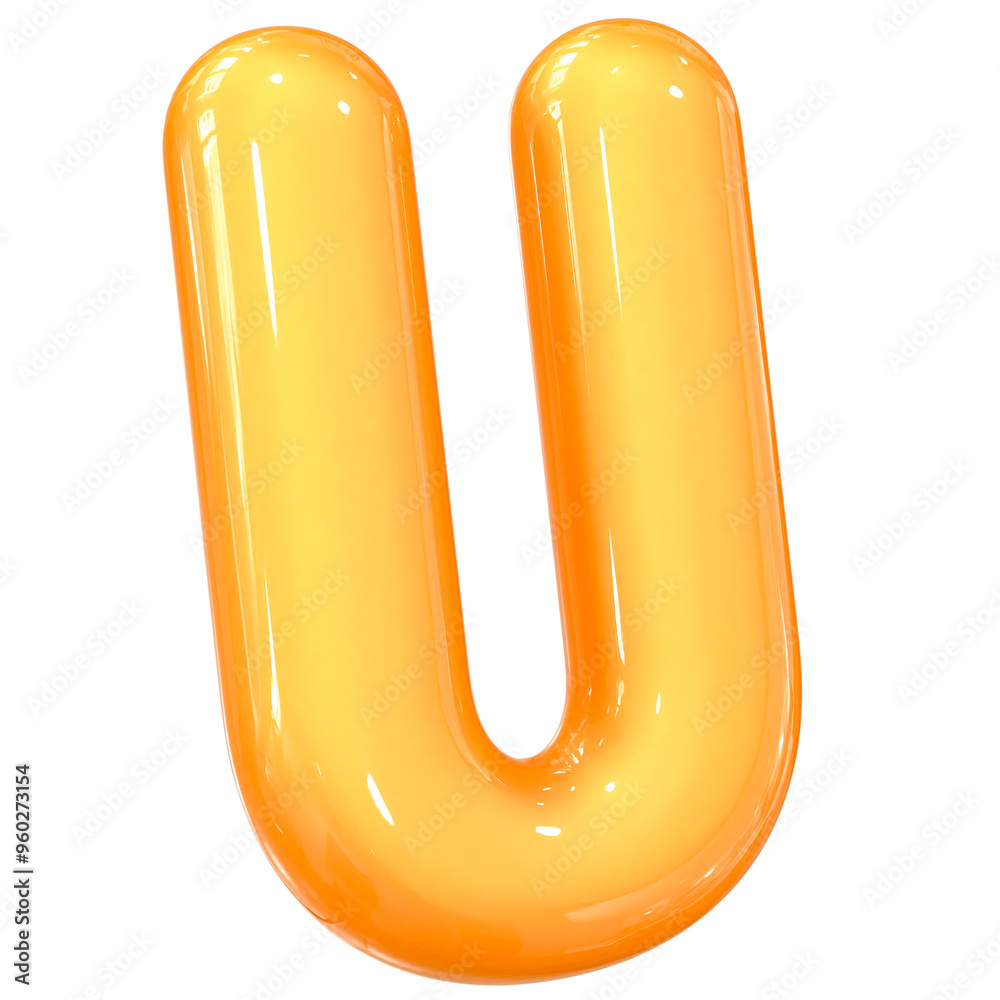 Yellow U Font 3D Render Yellow U Font 3D Render