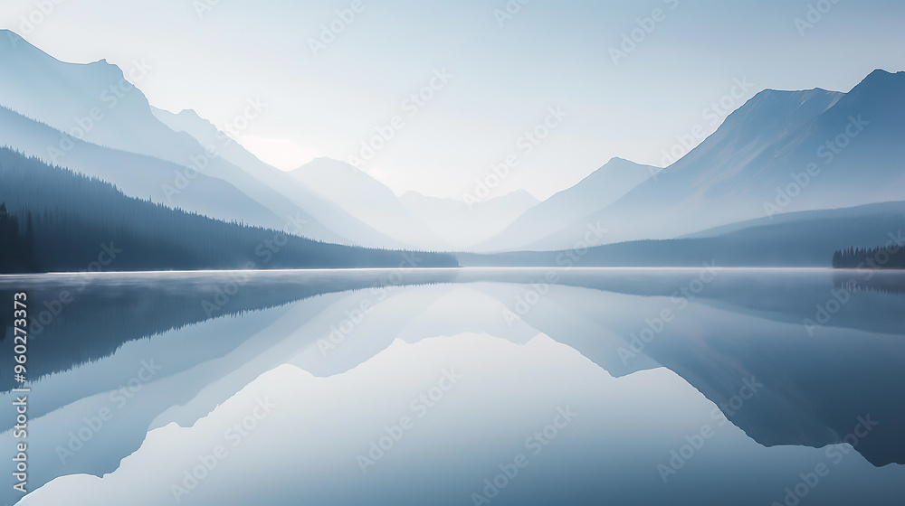 a serene lake reflection, perfect symmetry, mountain backdrop a serene lake reflection, perfect symmetry, mountain backdrop