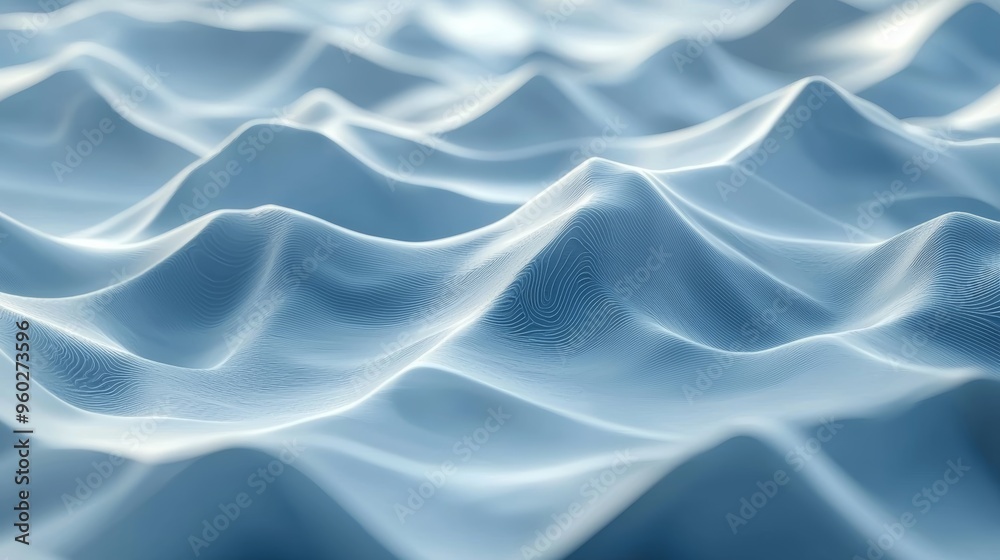 Obraz premium Textured blue waves creating a serene surface pattern resembling a tranquil ocean at dusk