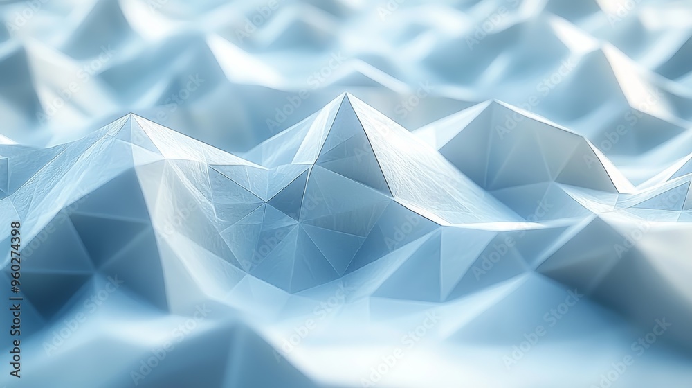 Abstract geometric pattern of icy blue mountains in a three-dimensional design representing a digital landscape Abstract geometric pattern of icy blue mountains in a three-dimensional design representing a digital landscape