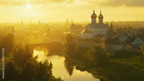 The majestic Kremlin of Suzdal, one of Russia's oldest cities, bathed in sunlight. #960274782