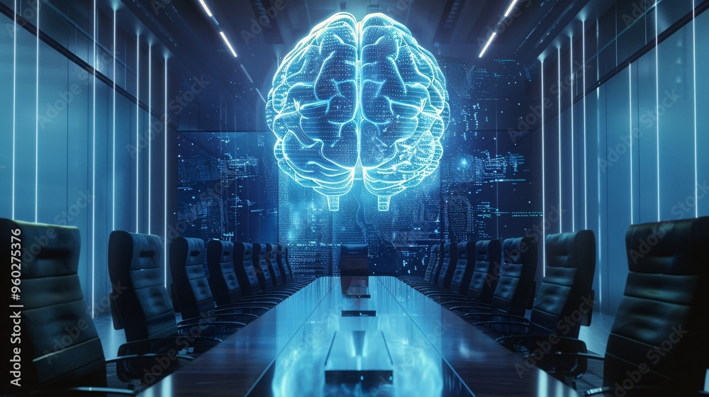 Obraz premium Artificial Intelligence in Business Meeting