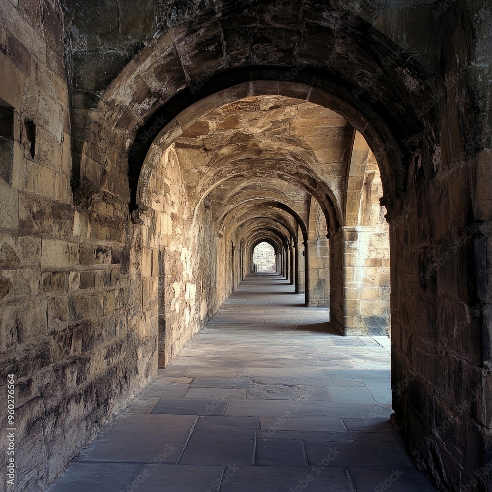 The ornate stone archways and corridors of Nottingham Castle, leading visitors through its ancient halls. The ornate stone archways and corridors of Nottingham Castle, leading visitors through its ancient halls.