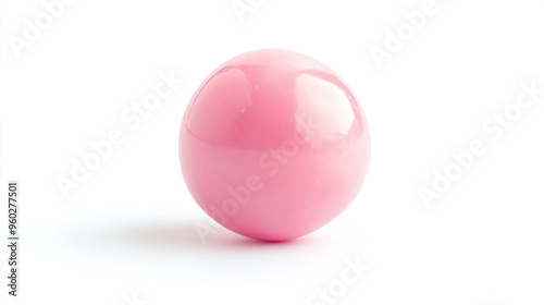 A glossy pink sphere on a white background showcasing its smooth surface and vibrant color in a minimalist setting