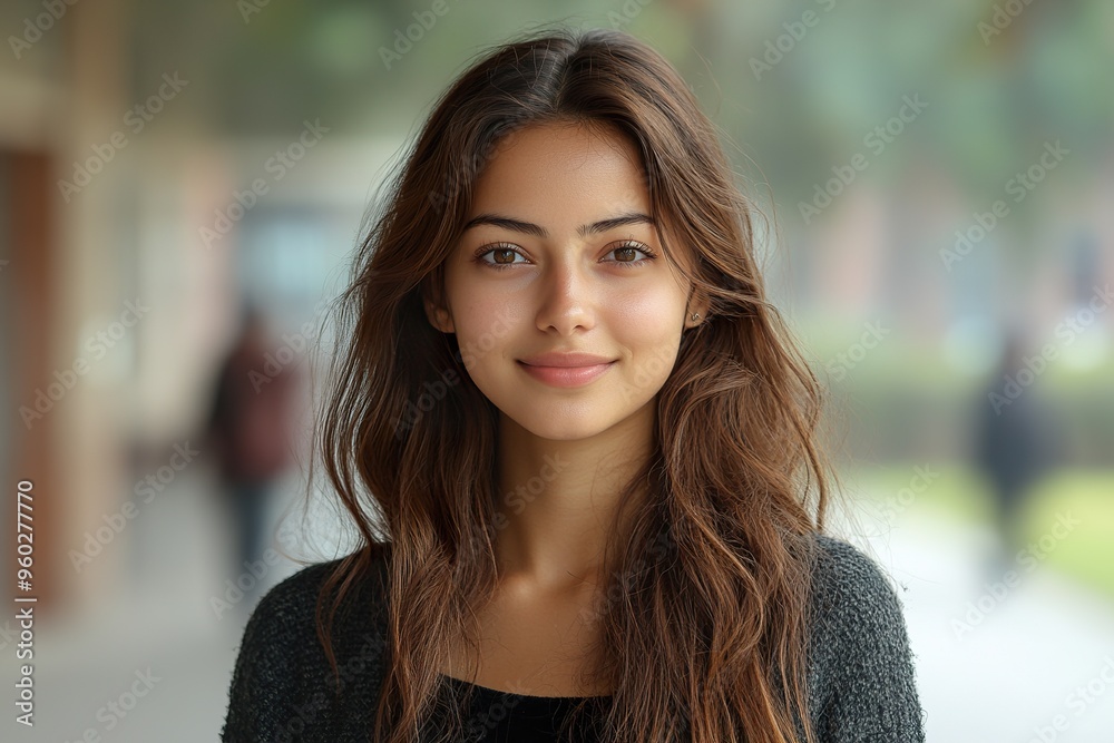 Bright Indian College Girl Posing at University Ready for a New Chapter Bright Indian College Girl Posing at University Ready for a New Chapter