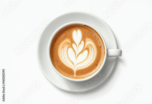Close-up top view of cup of coffee illustration, cartoon	
