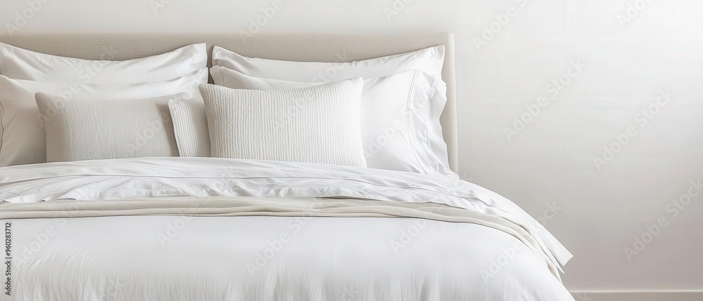 Neatly arranged bed sheets, dust mites control, easy care, clean design, cinematic feel Neatly arranged bed sheets, dust mites control, easy care, clean design, cinematic feel