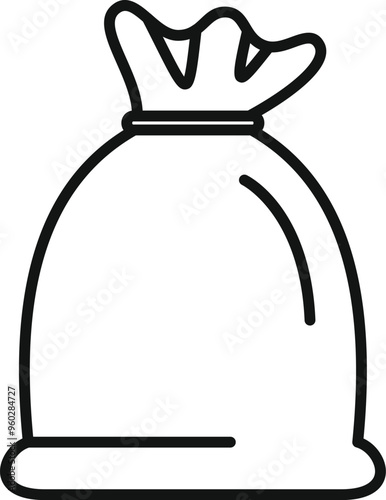 Simple illustration of a full trash bag tied up with rope, isolated on a white background