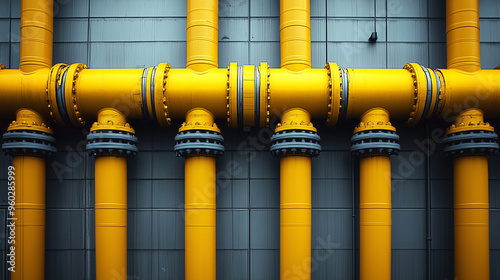 yellow gas pipes in a factory photo